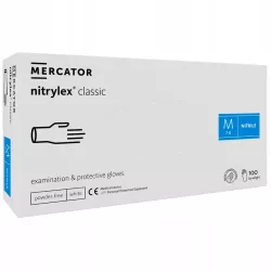 Rękawiczki bezpudrowe MERCATOR NITRYLEX CLASSIC WHITE rozm. M białe 100szt