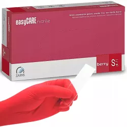 Rękawiczki nitrylowe BEZPUDROWE easyCARE berry ZARYS MALINOWE r.S 100 szt.