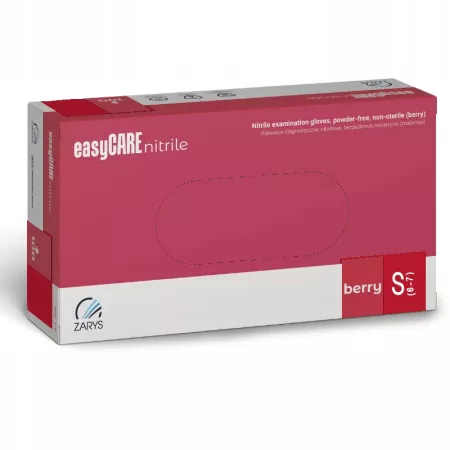 Rękawiczki nitrylowe BEZPUDROWE easyCARE berry ZARYS MALINOWE r.S 100 szt.