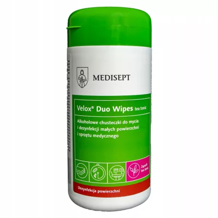 Medisept Velox Duo Wipes Alkoholowe Chusteczki Tea Tonic 100 szt