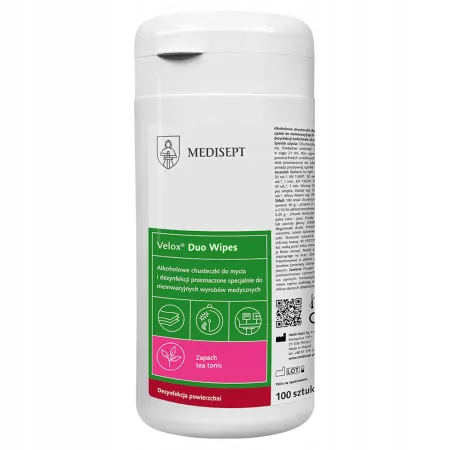 Medisept Velox Duo Wipes Alkoholowe Chusteczki Tea Tonic 100 szt