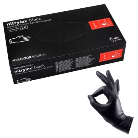 Mercator Rękawiczki Nitrylowe Black L 100 szt/ 50 par