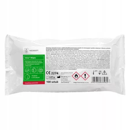 Medisept Velox Wipes Alkoholowe Chusteczki Wkład 100 szt