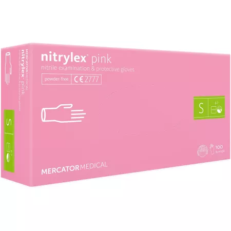 Mercator Rękawiczki Różowe Nitrylowe S 100 szt/ 50 par