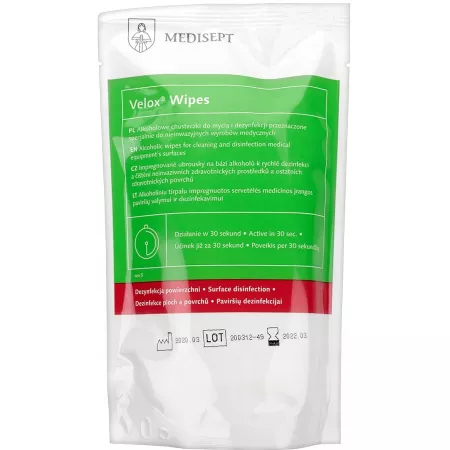 Medisept Velox Wipes Alkoholowe Chusteczki Wkład 100 szt