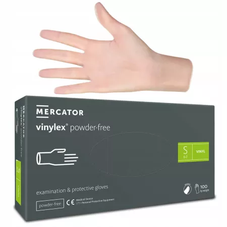 Mercator Rękawiczki Winylowe Bezbarwne S 100 szt/ 50 par